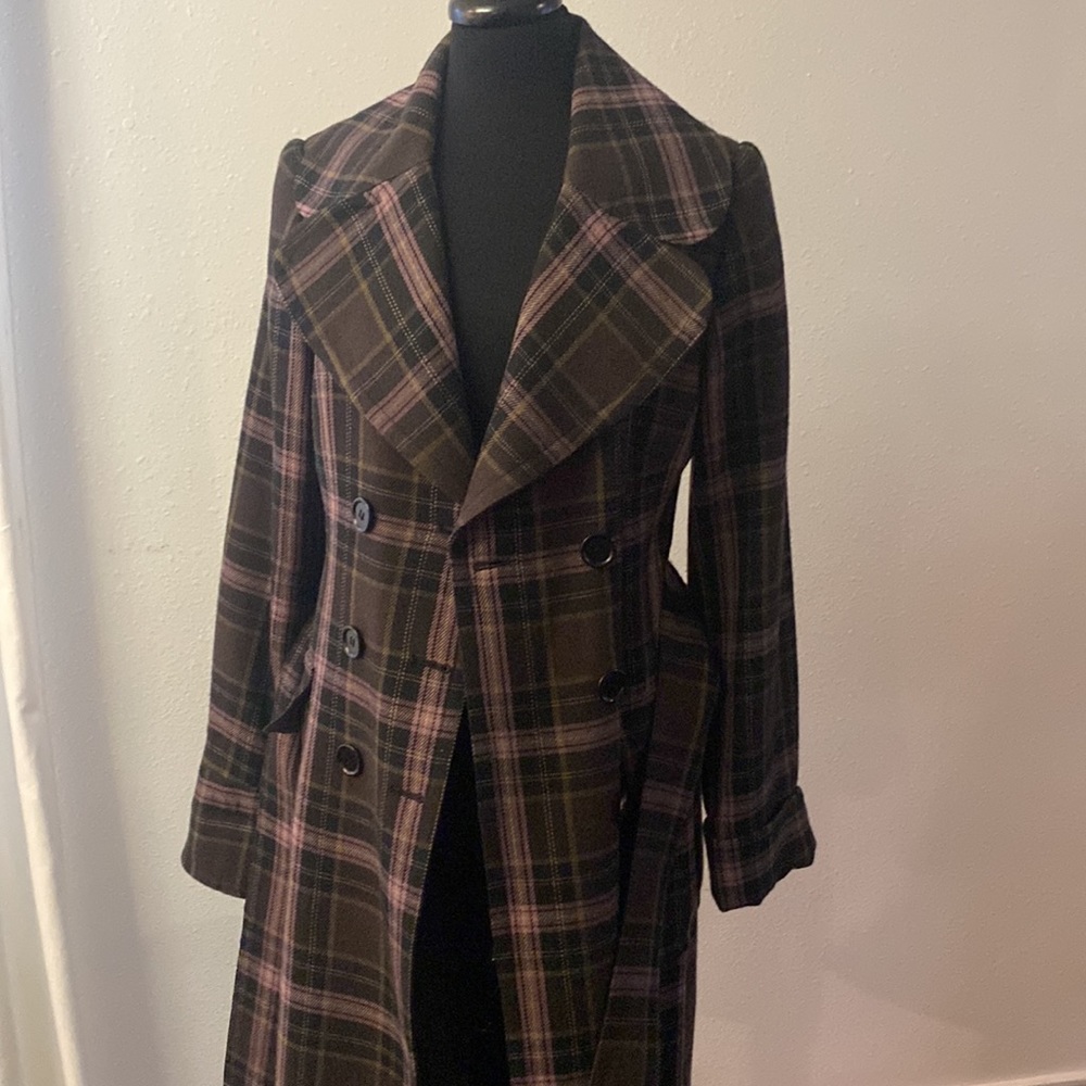 Plaid trench coat